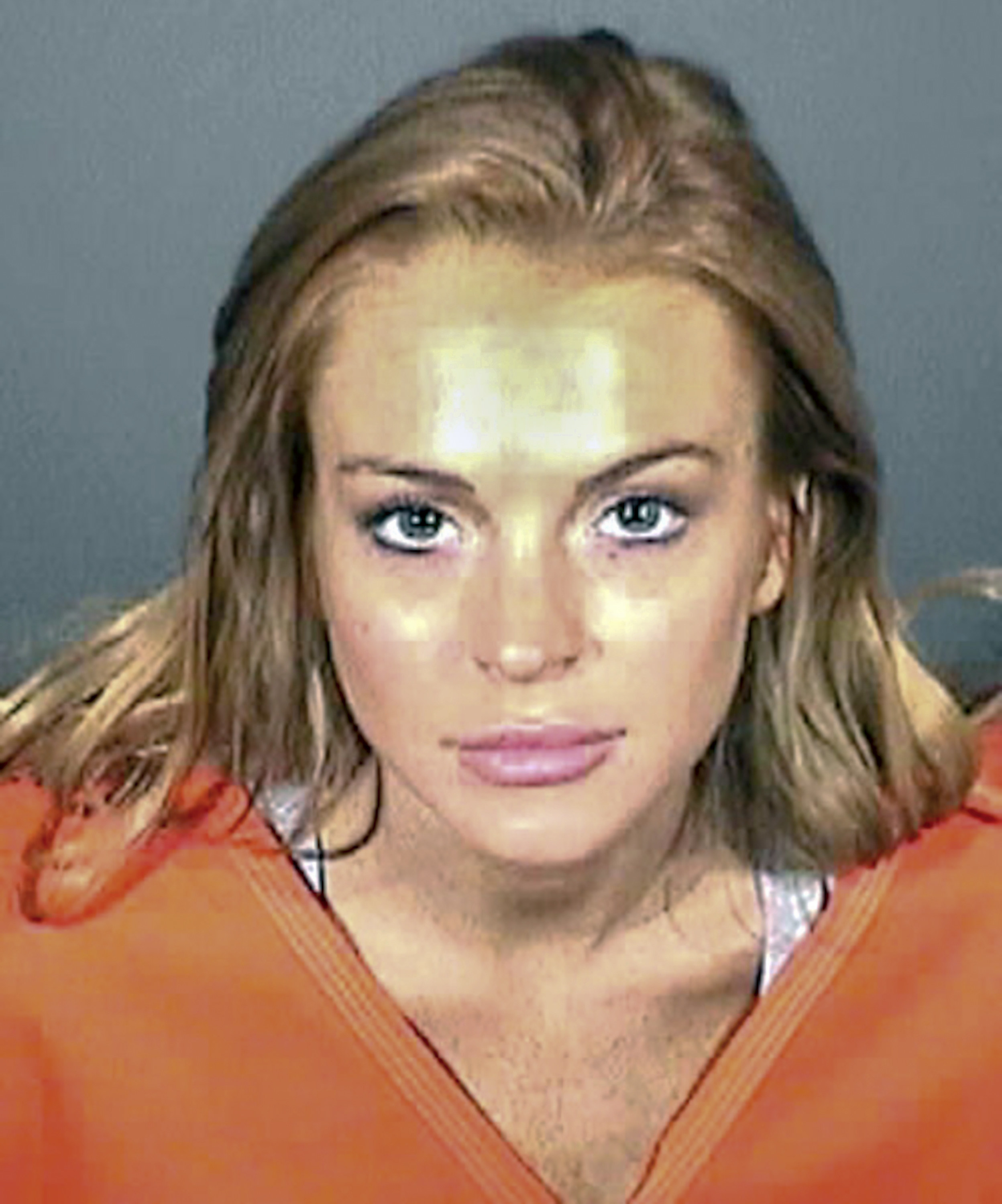 A mugshot of Lindsay Lohan