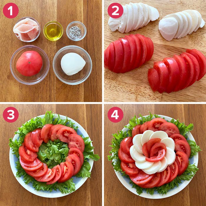 お花柄が最高に可愛い トマトサラダ の作り方