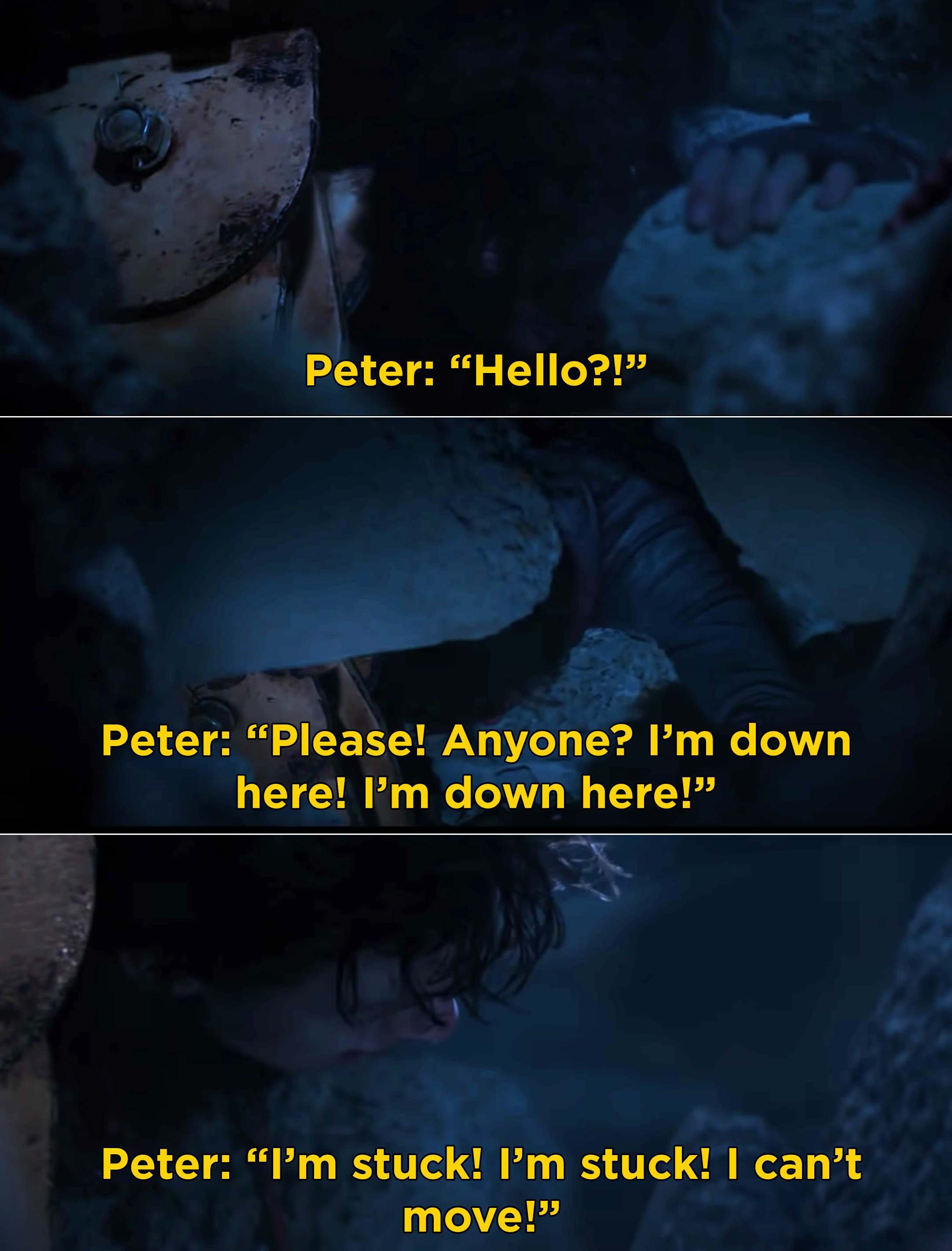 Peter screaming that he&#x27;s stuck and needs help
