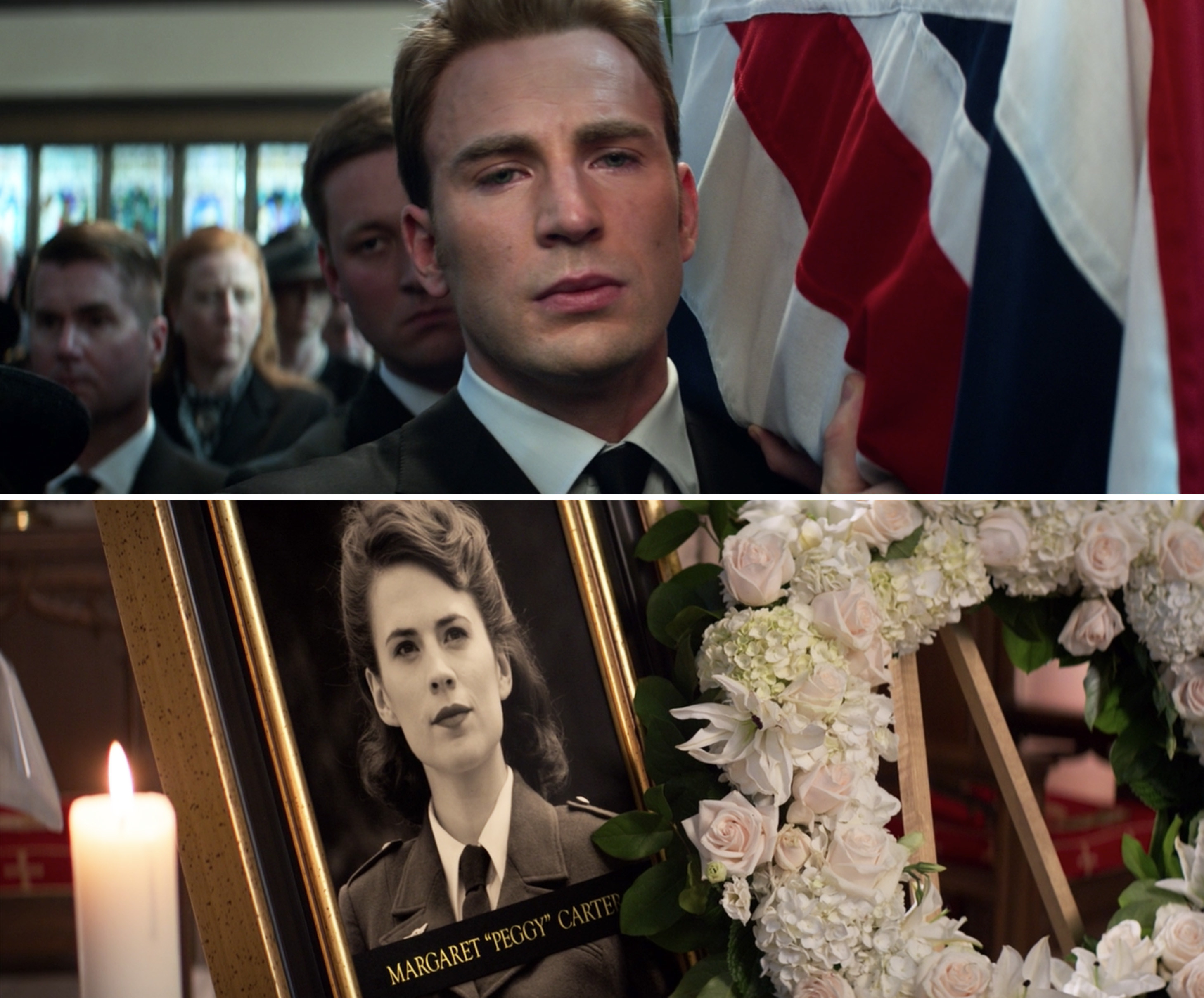 Steve crying while carrying Peggy&#x27;s casket at her funeral