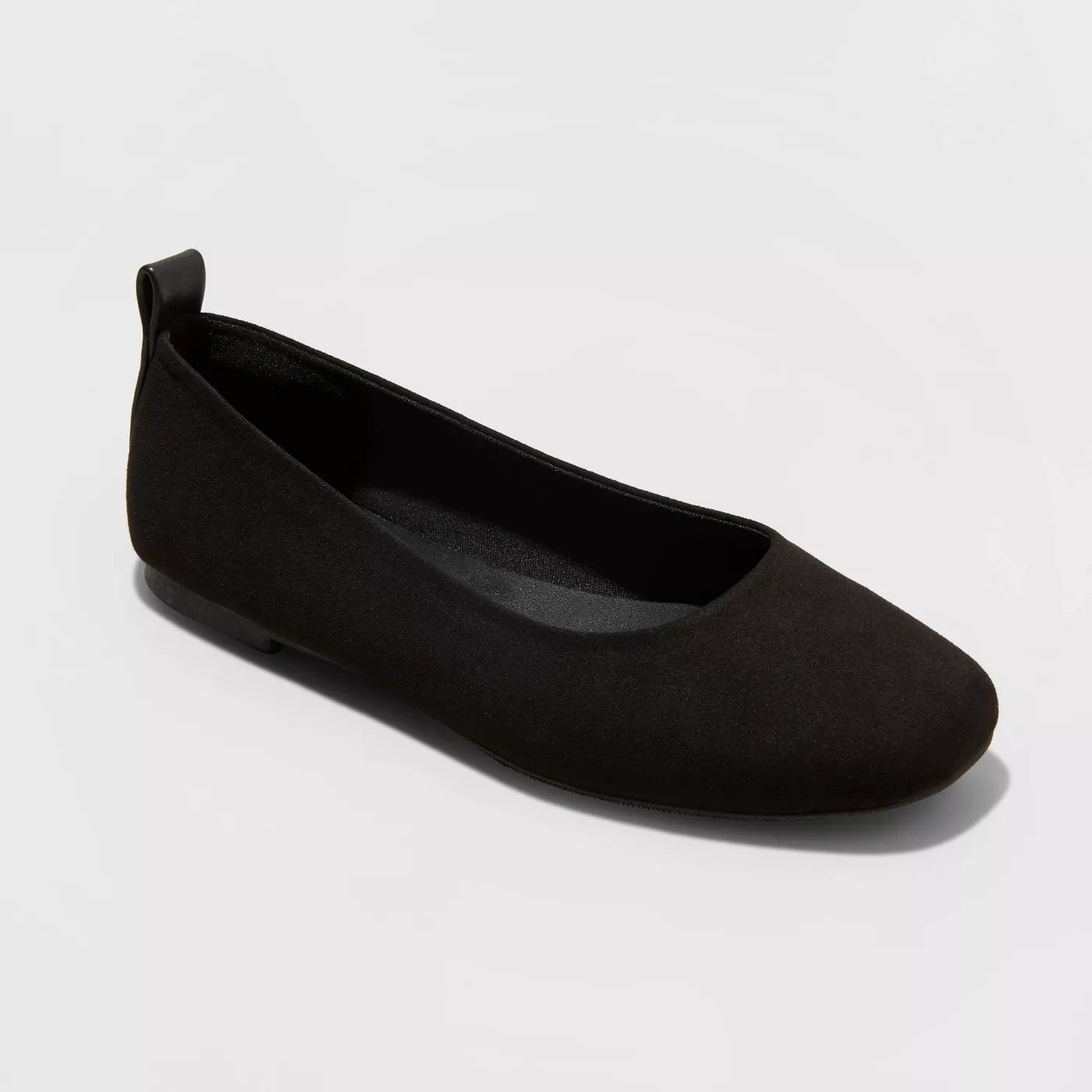 A black flat with a rounded toe