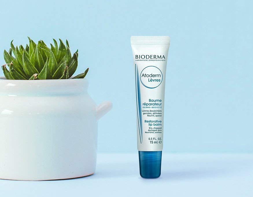 A tube of lip balm next to a plant pot