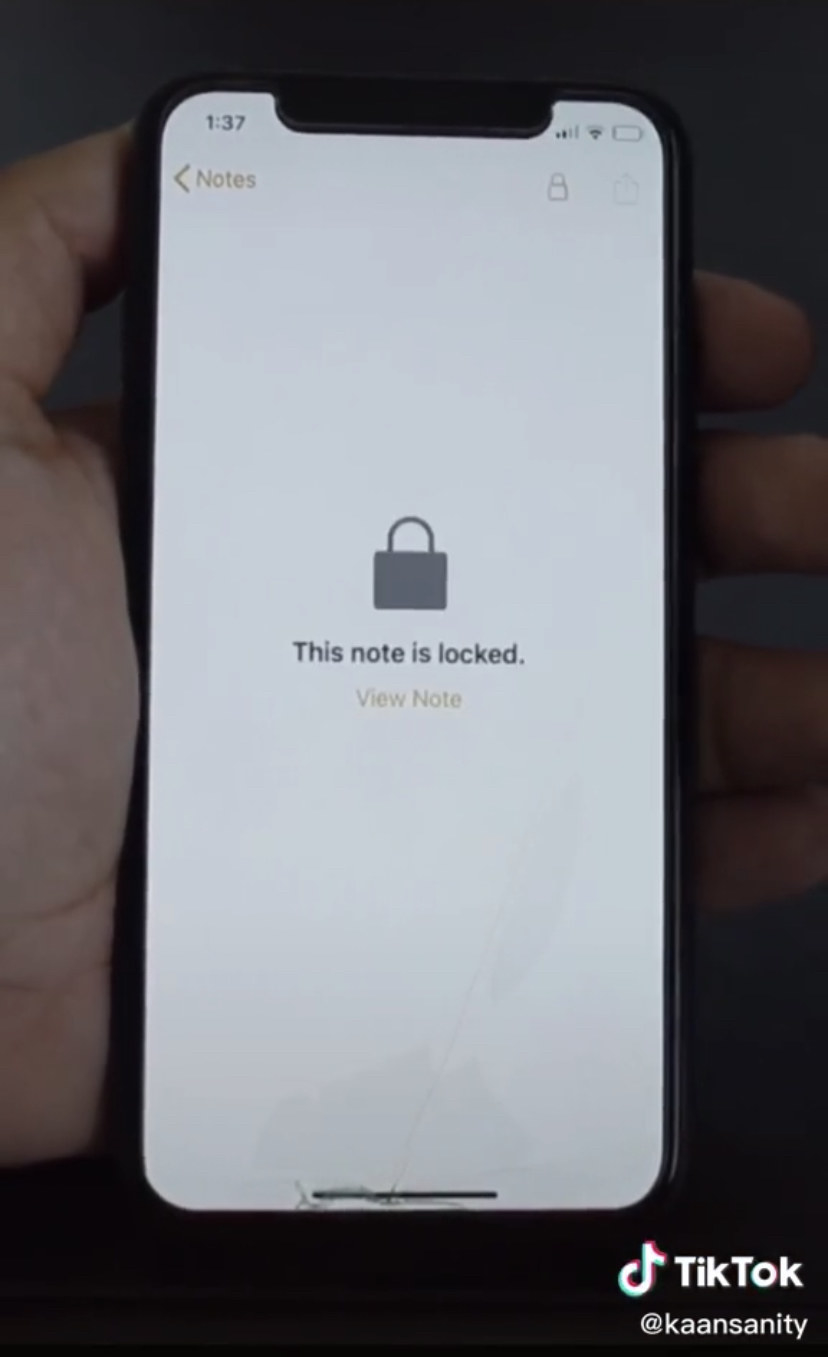 An iPhone screen showing a padlock