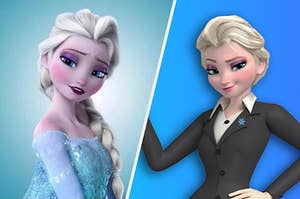 Elsa as a princess and then a ceo
