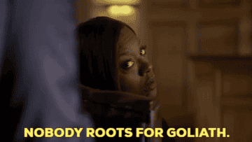 Annalise sitting in her chair and stating that &quot;nobody roots for Goliath.&quot;