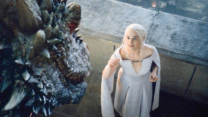 Daenerys Targaryen and a dragon.