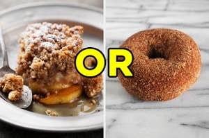 On the left, an apple crisp, and on the right, an apple cider donut with "or" typed in between the two images