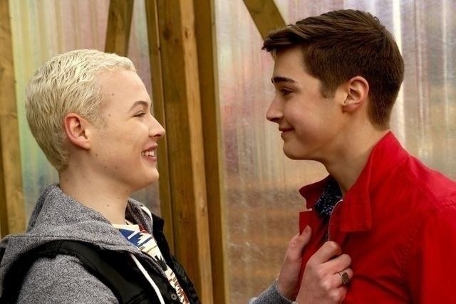 &quot;Degrassi: Next Class&quot; characters smiling and staring into each other&#x27;s eyes