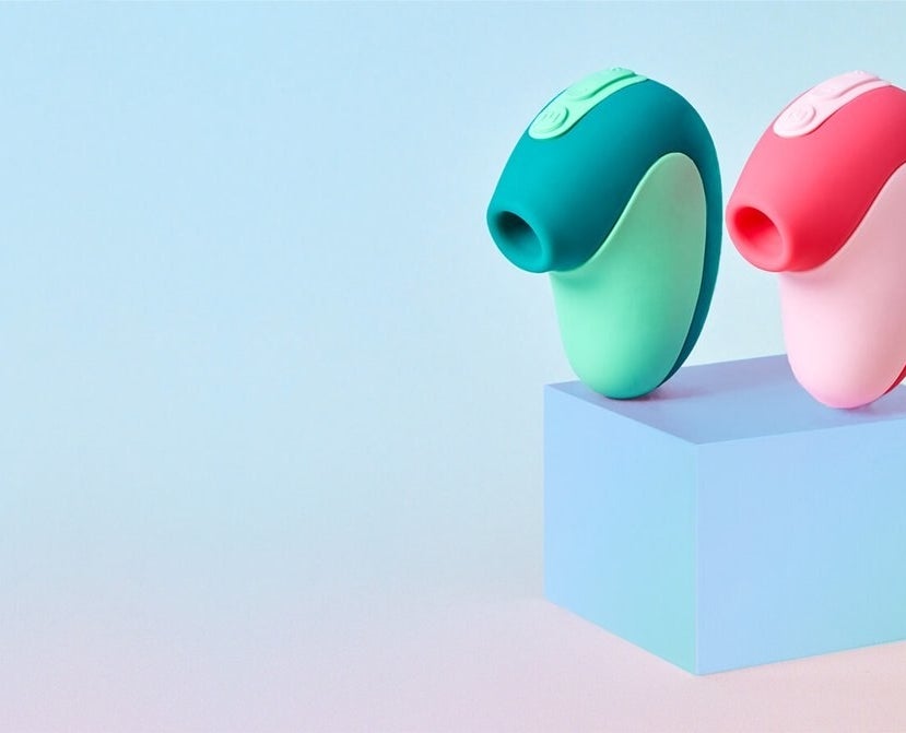 Two curved suction toys side-by-side