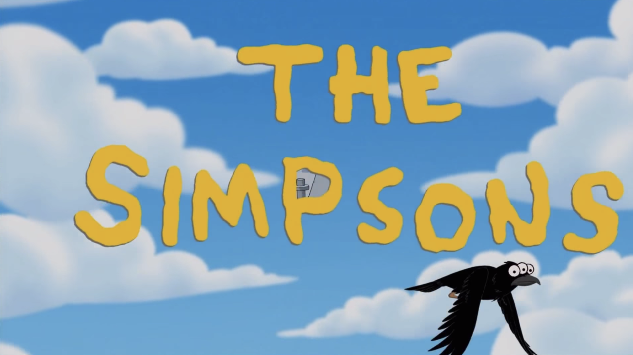 &quot;The Simpsons&quot; title card — which is the title in a cloudy sky. 