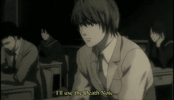 Light says he&#x27;ll use the Death Note to change the world as his hand shakes