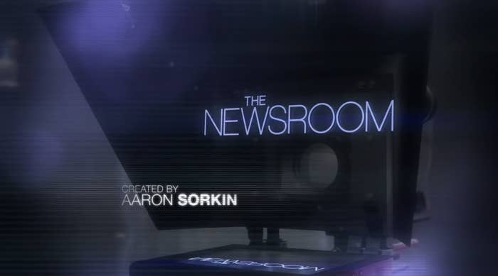 &quot;The Newsroom&quot; title card — which is the show title over a camera. 