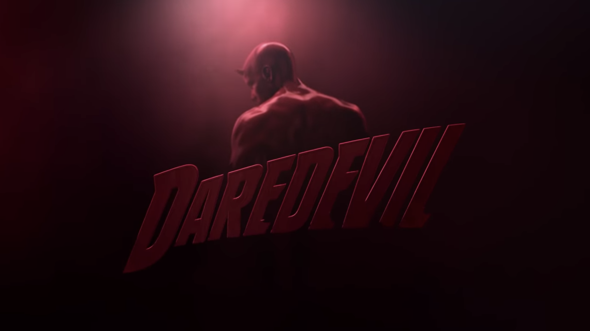 &quot;Daredevil&quot; title card — which is the title over a silhouette of the superhero. 