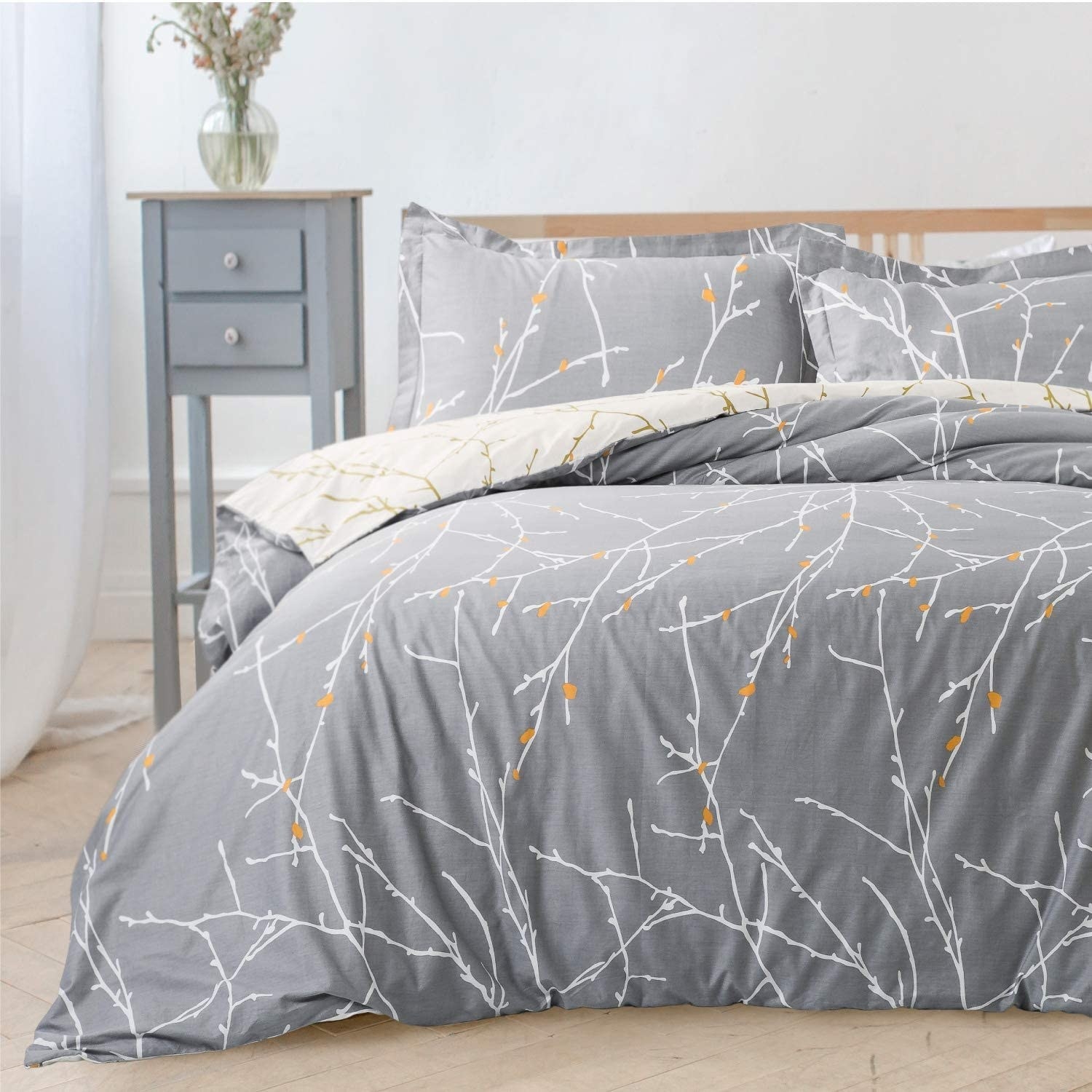 A duvet cover on a bed