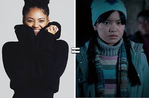 Black sweater and Cho Chang from "Harry Potter"