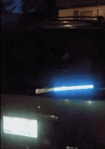 A gif of the glowing lightsaber wiper on car
