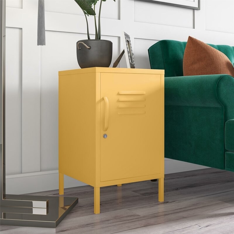 the end table in yellow