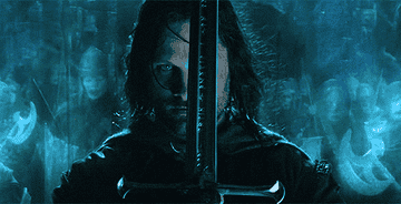 Aragorn looking at his sword