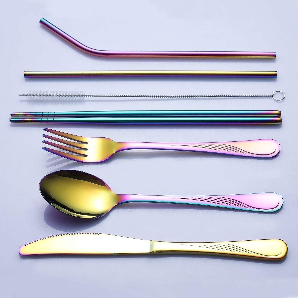 The set of flatware laid out on a table