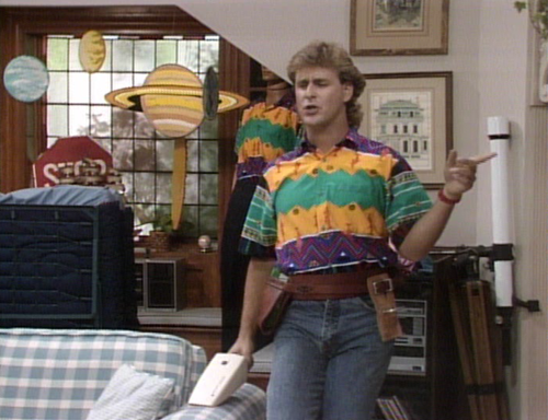 Joey from Full House in a zigzag pattern &#x27;80s style polo