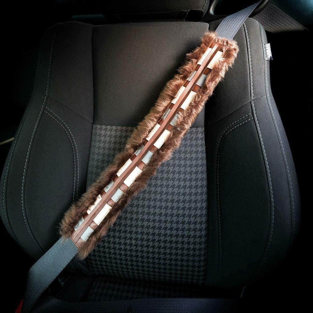 furry brown seatbelt cover that looks like the thing chewbacca wears