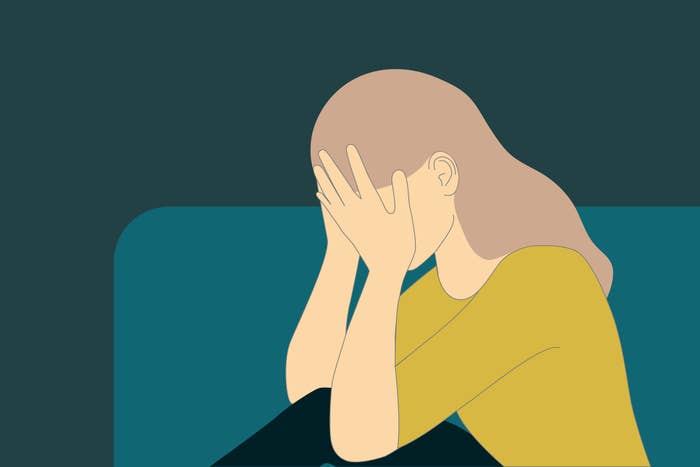 Sadness, pain, depression concept with woman crying vector illustration