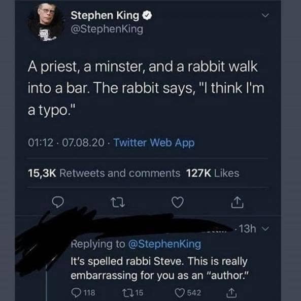 tweet of someone mistaking the word rabbit for rabbi