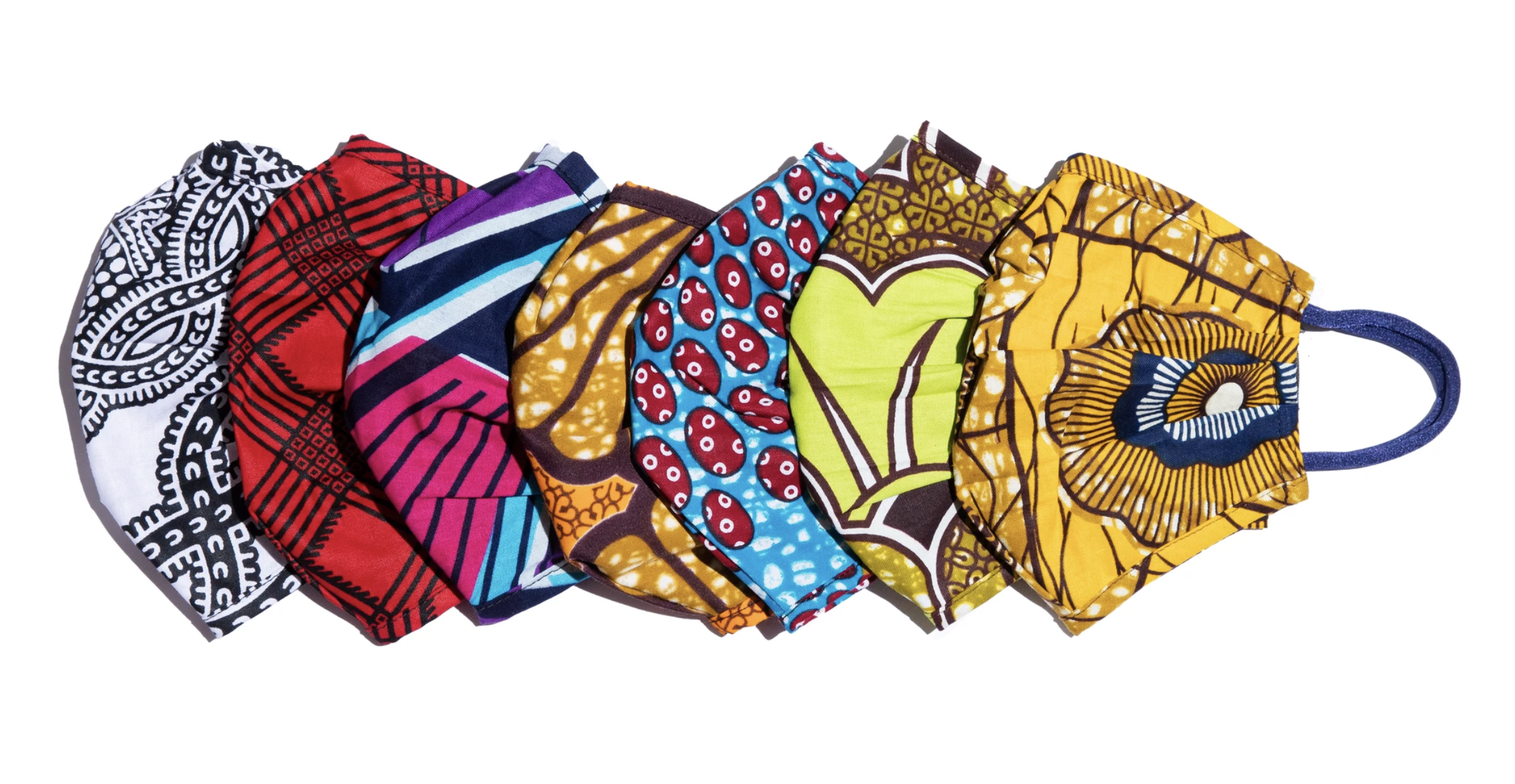 Masks in various colorful prints