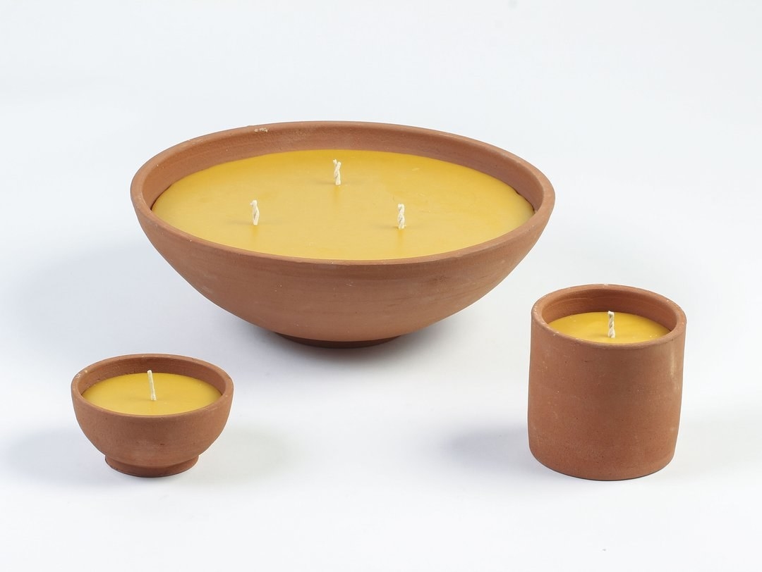 Three of the candles in different shapes and sizes