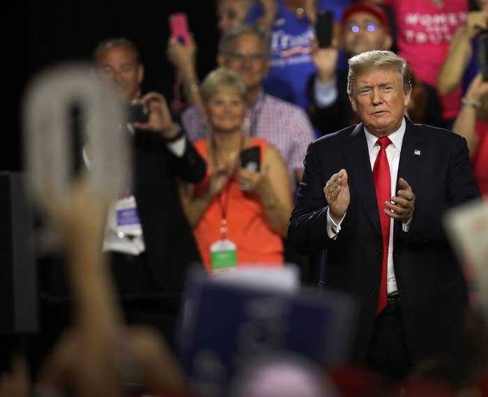 President Trump surrounded by his supporters