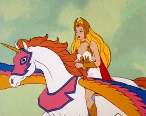 She-Ra riding of Swift Wing while flying through the air