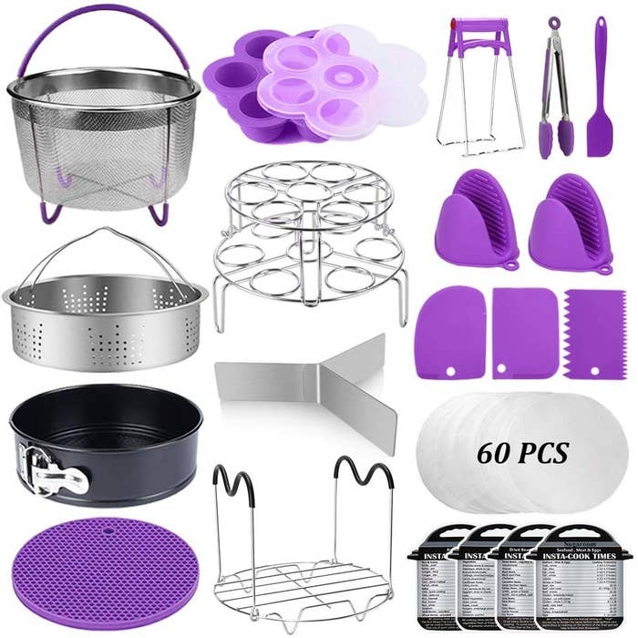 the kit with items made from metal and purple silicone 