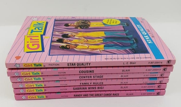 A stack of six pink &quot;Girl Talk&quot; books