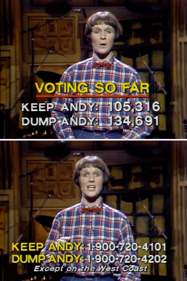 The phone numbers and voting totals for keep vs dump Andy, in which &quot;dump&quot; is winning