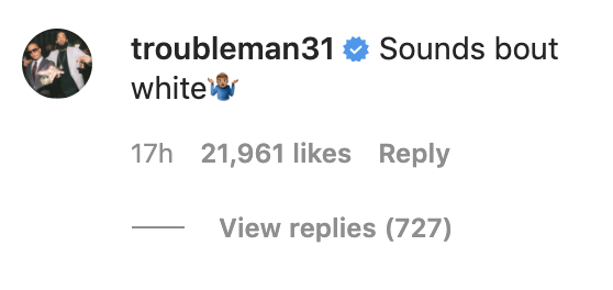 Comment saying, &quot;Sounds about white.&quot;