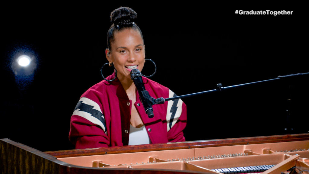 Alicia Keys playing the piano