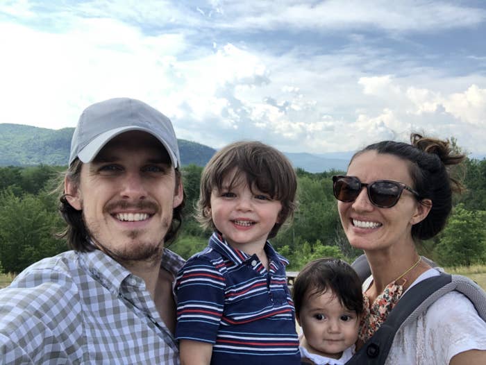 A family photo of the author, her husband, and their two kids.