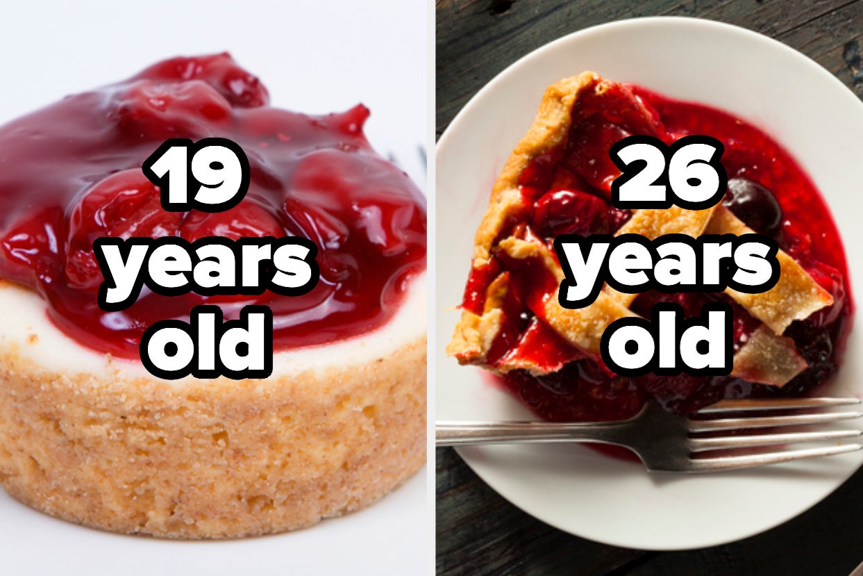 Cherry cheesecake with the text 