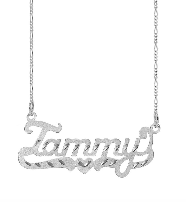 Silver nameplate necklace