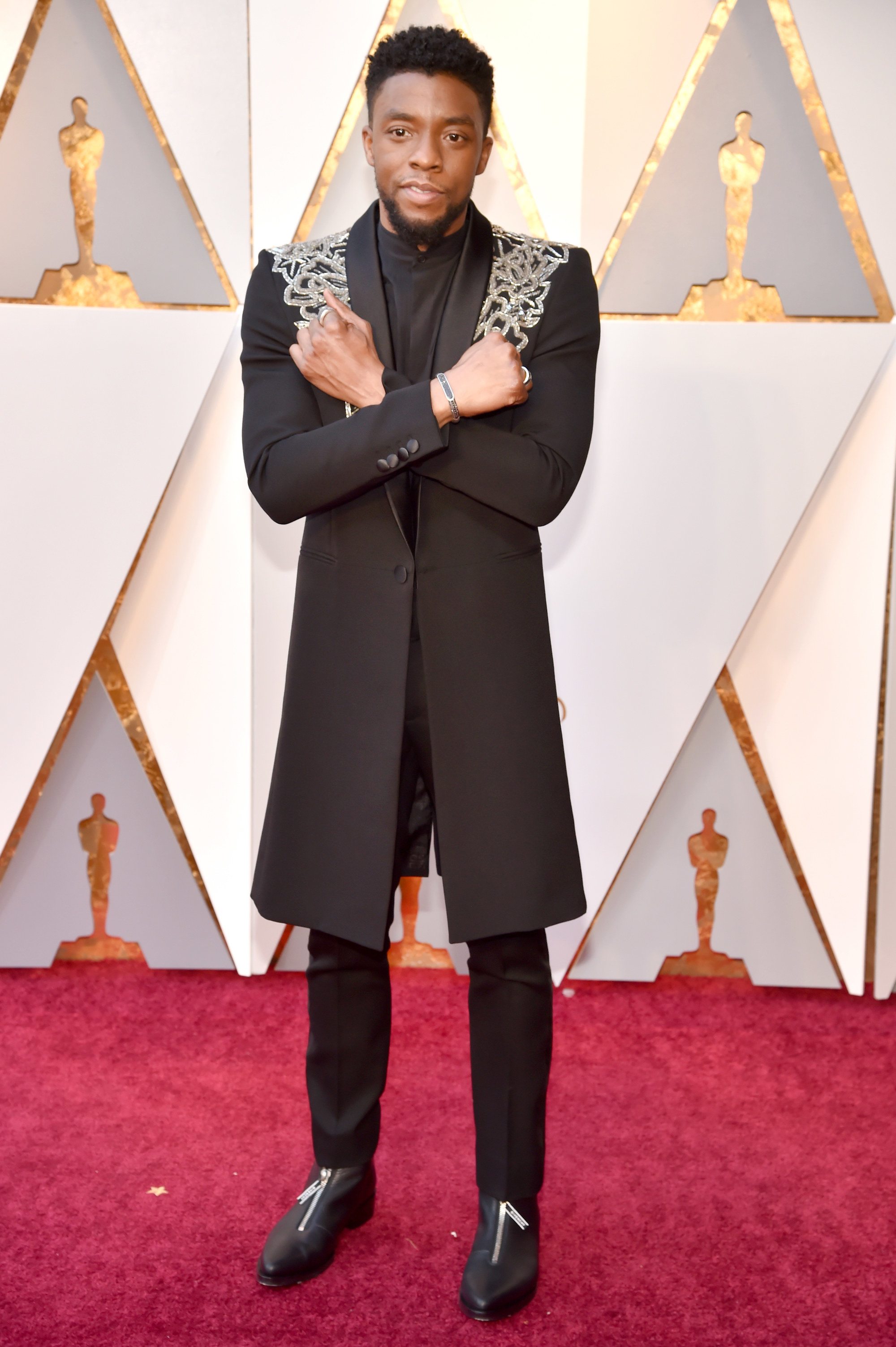 Chadwick Boseman attends the 90th Annual Academy Awards. 