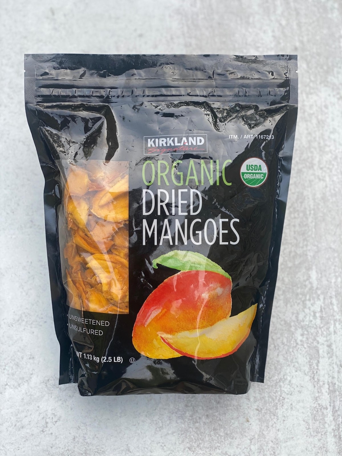 Bag of dried mangoes