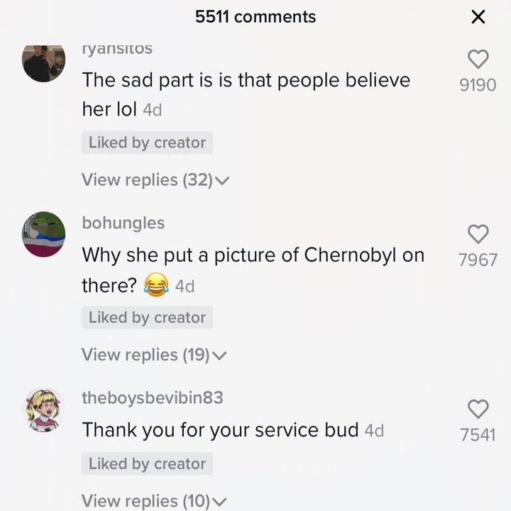 Comments from TikTok users thanking Clark for his video.