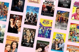 Many Tv shows laid out together. They include, Gilmore Girls, Buffy the Vampire Slayer and Veronica Mars amongst others