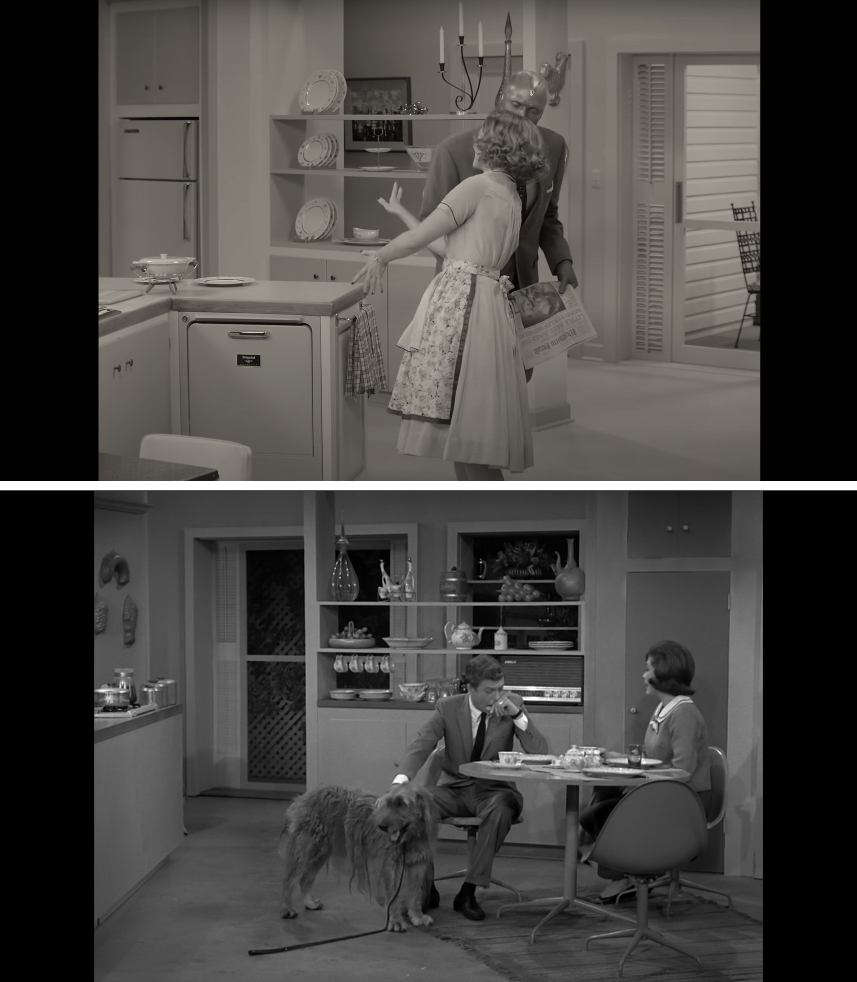 The kitchen in WandaVision resembling the kitchen from The Dick Van Dyke show