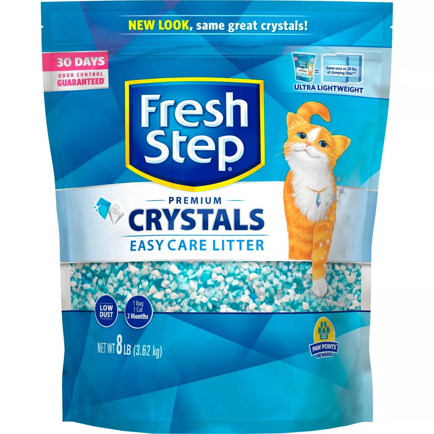 A bag of Fresh Step Premium Crystals Easy Care Litter