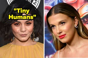 Vanessa Hudgens being glared at by Millie Bobby Brown