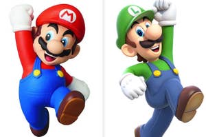 Mario on the left and luigi on the right