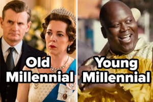 The Crown with the caption "Old Millennial" and Unbreakable Kimmy Schmidt with "Young Millennial"