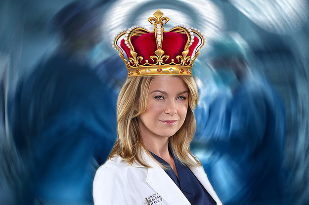 Meredith Grey in a crown in the surgery room