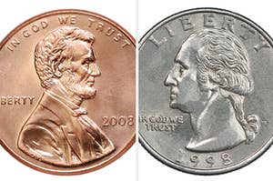 A US penny facing a US quater